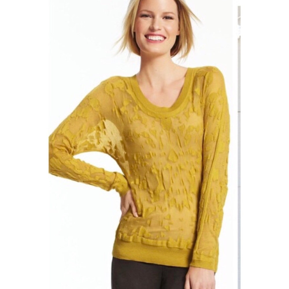 CAbi Ochre Burn Out Sweater